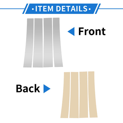Set of 4 Door Pillar Window Trim for Cadillac Escalade (2007–2014) Silver Tone