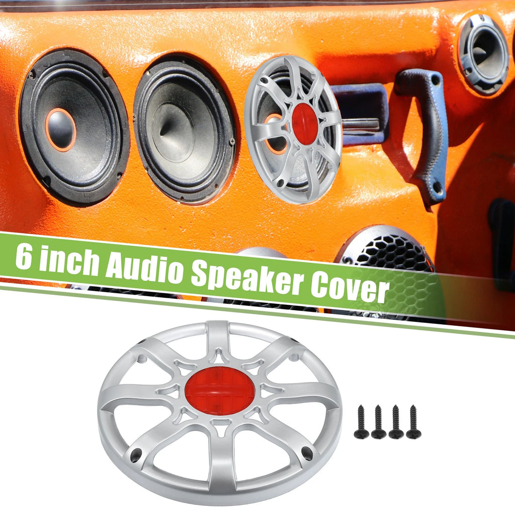 6" Auto Speaker Grill Cover for Universal Fit (1pcs) - Silver Tone