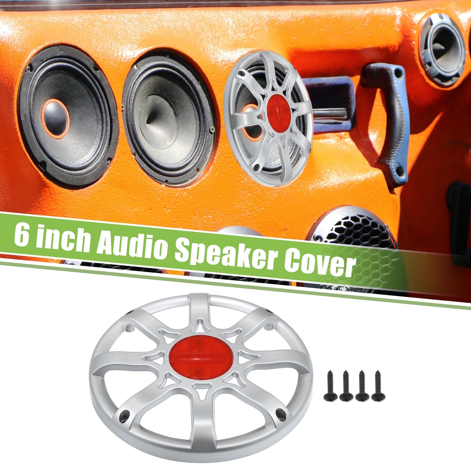 6" Auto Speaker Grill Cover for Universal Fit (1pcs) - Silver Tone