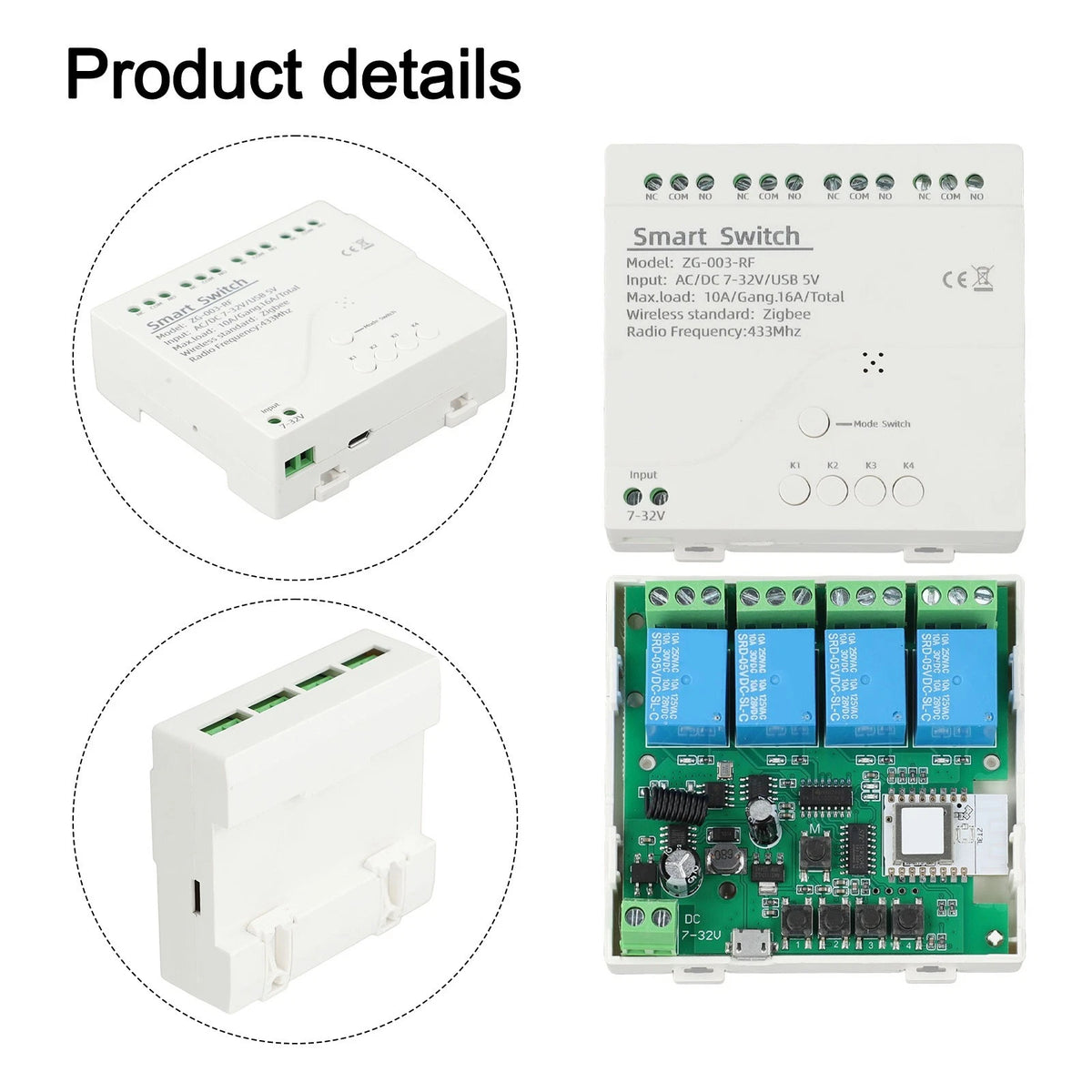 Remote Controlled ZigBee 4 Channel Relay Module with Voice Features