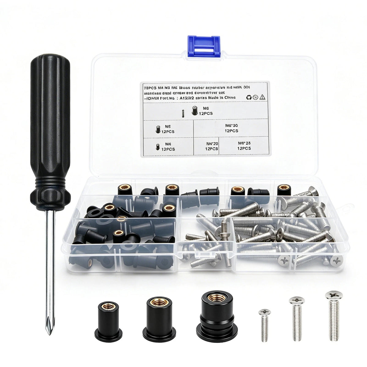 73Pcs Rubber Well Nut Kit with Stainless Steel Screws for Boat Canoe