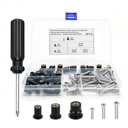 73Pcs Rubber Well Nut Kit with Stainless Steel Screws for Boat Canoe