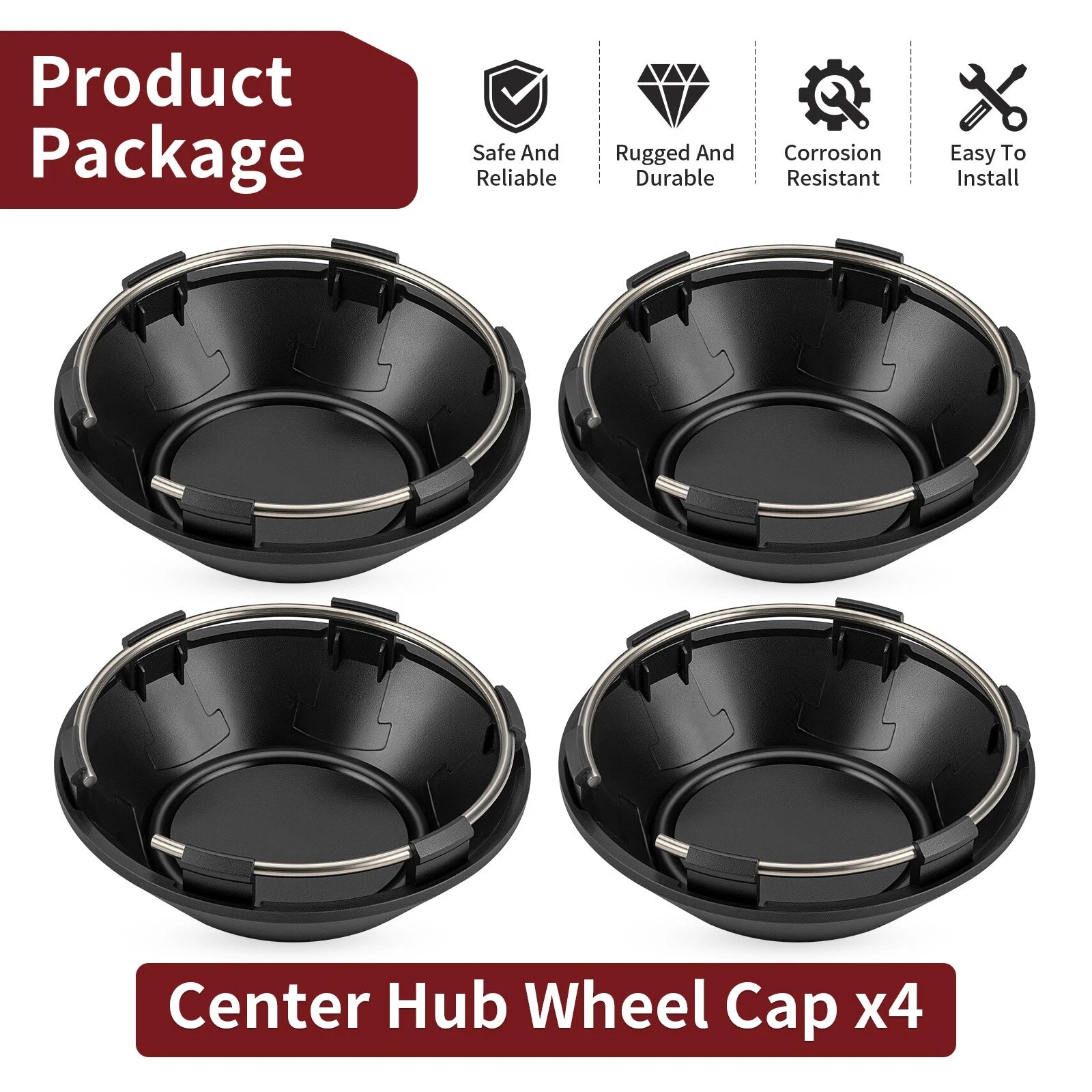 Set of 4 Center Hub Wheel Caps for Polaris RZR Turbo XP S 4 (2019–2020) 1523153-744
