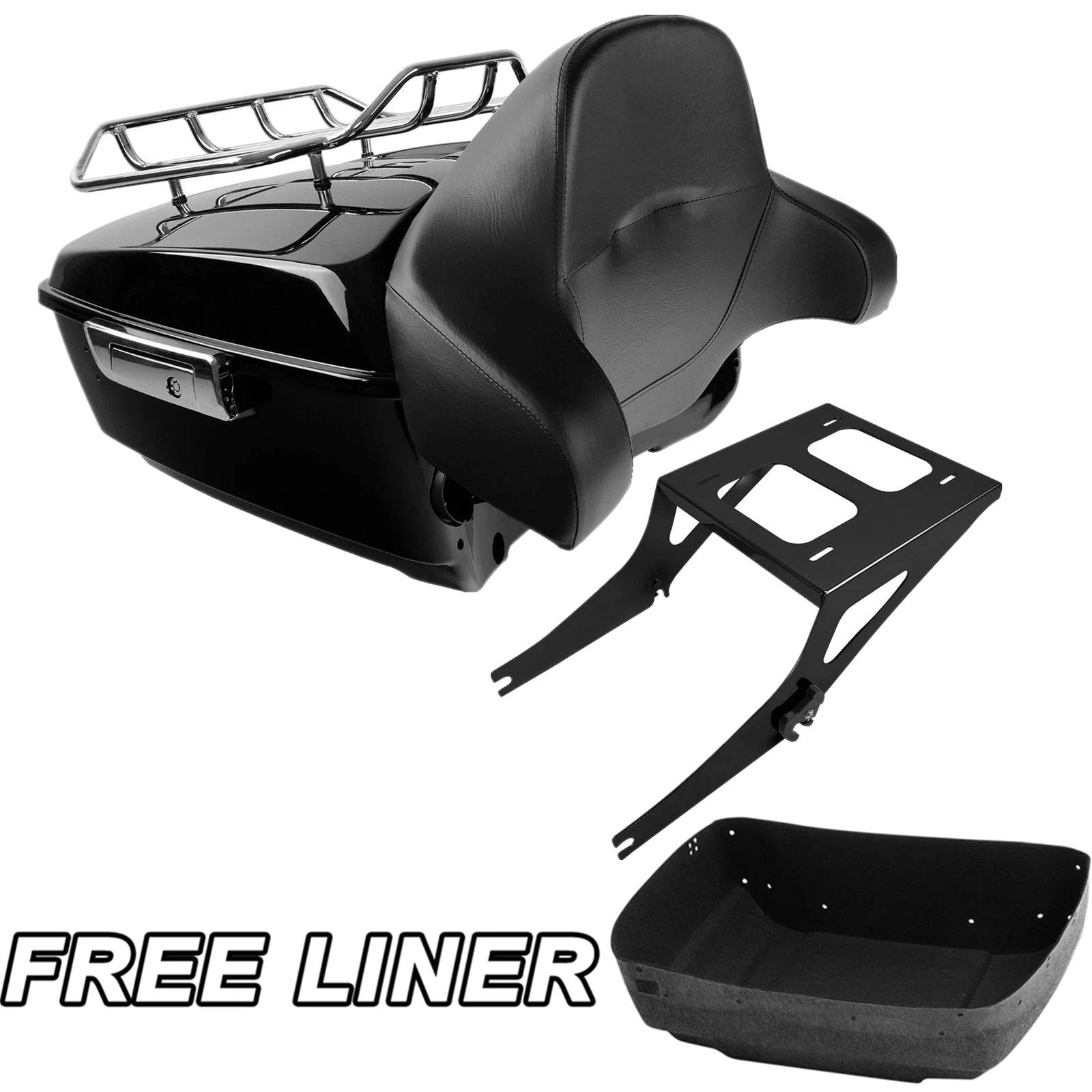 Trunk Backrest Pad Mount Rack for Harley Fatboy FLSTF (2008–2017)