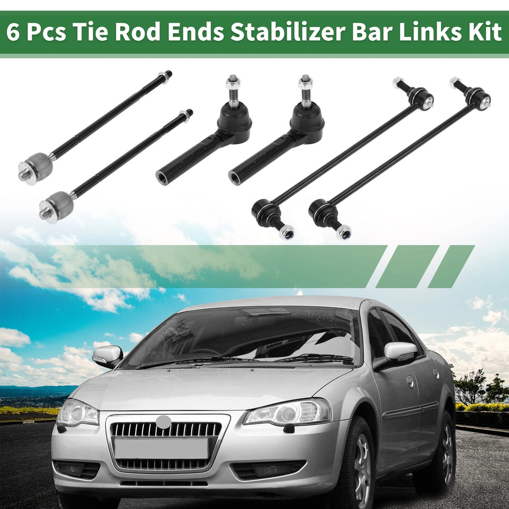 6pc Front Suspension Kit with Tie Rod End and Sway Bar Links for Routan (2009–2011)