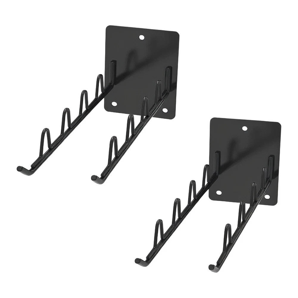 Black Iron Wall Mount Tool Rack for Garden Shovels Rakes Brooms