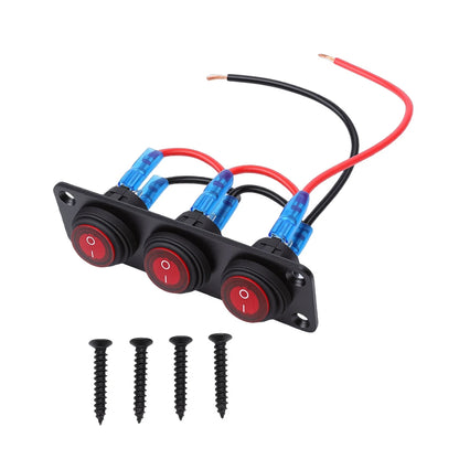 20A 3 Position LED Round Switch Panel for 12V-24V Vehicles