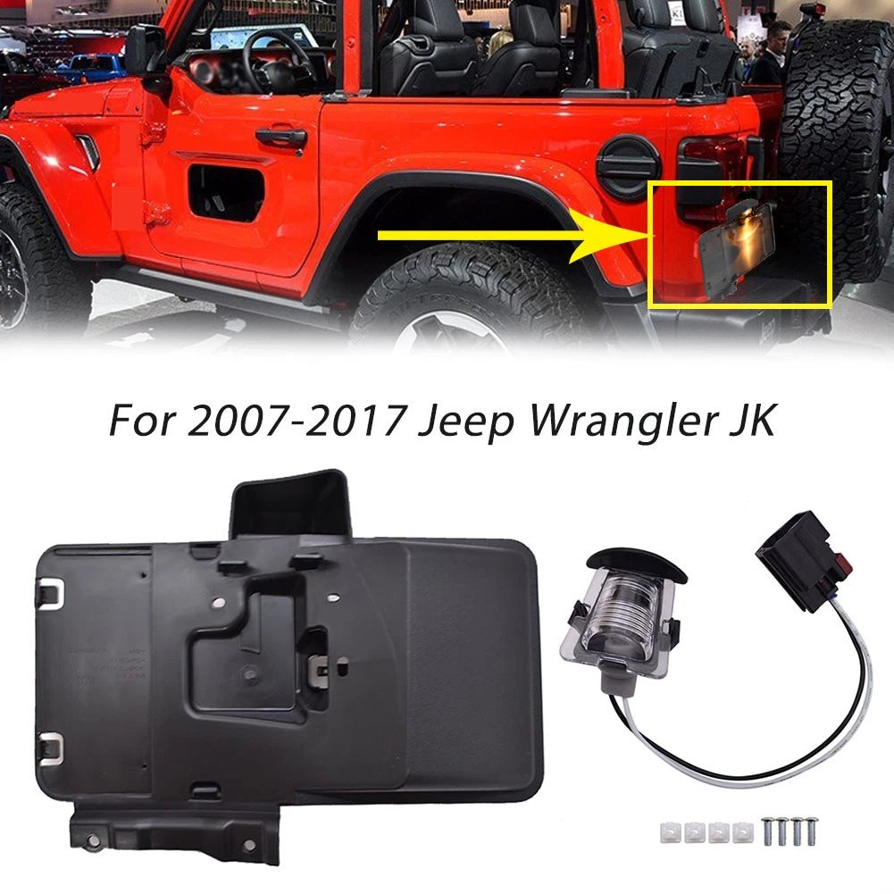 Rear License Plate Bracket & Light for Jeep Wrangler JK (2007–2018)