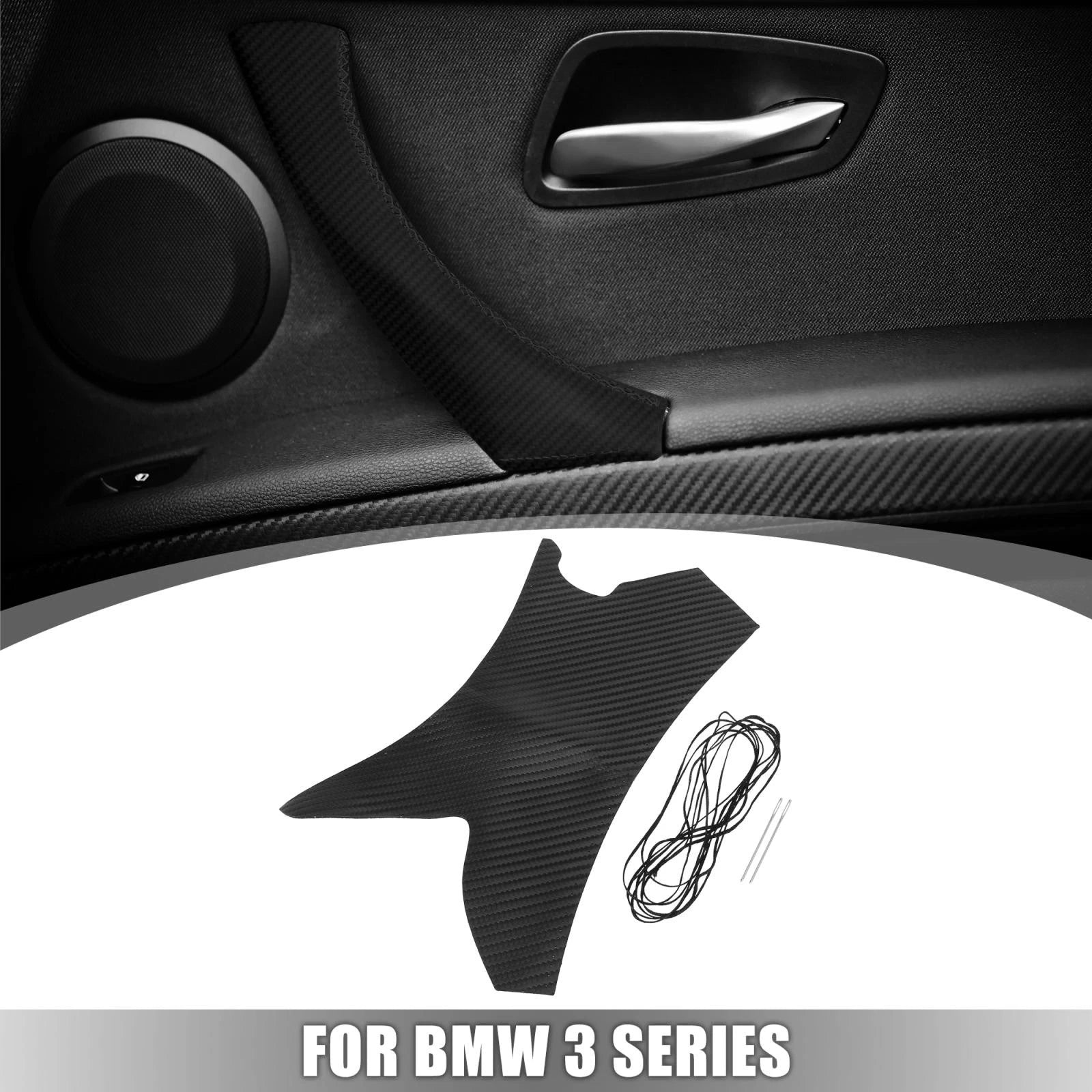 Interior Door Handle Strap Cover Carbon Fiber Pattern for BMW E90 E91 E92 (2005–2013)