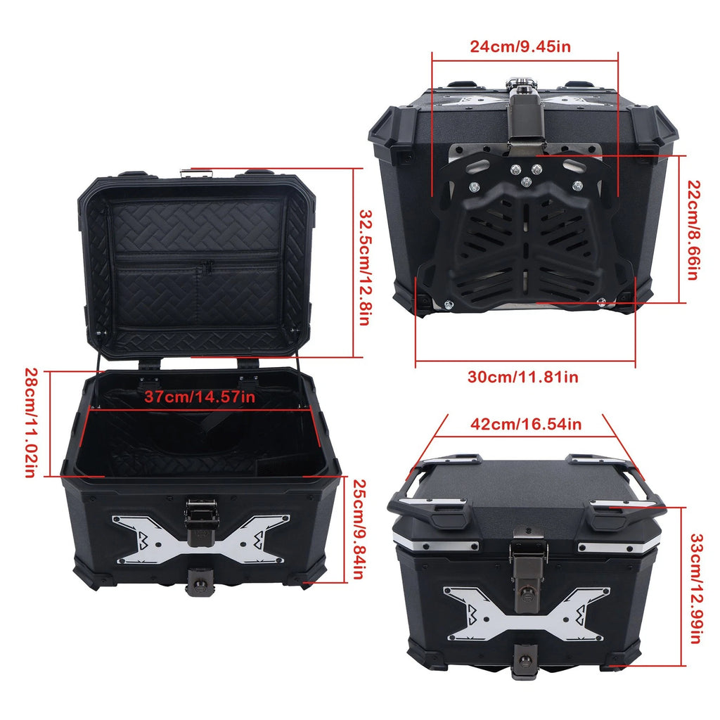 45L Motorcycle Top Case Tail Box with Backrest for Universal Models