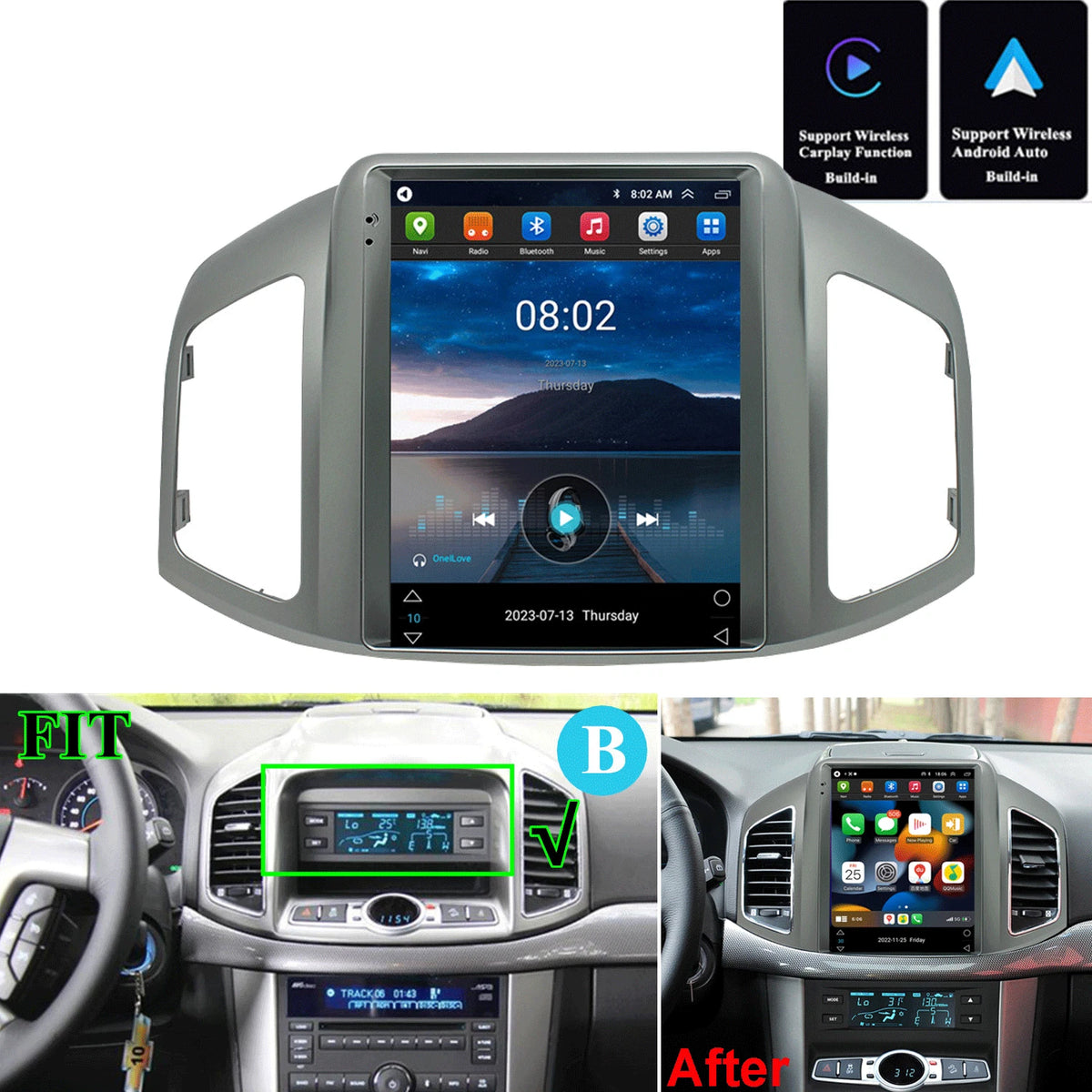 9.7" For 11-17 Chevrolet Captiva Carplay Android Auto Stereo Radio GPS Head Unit