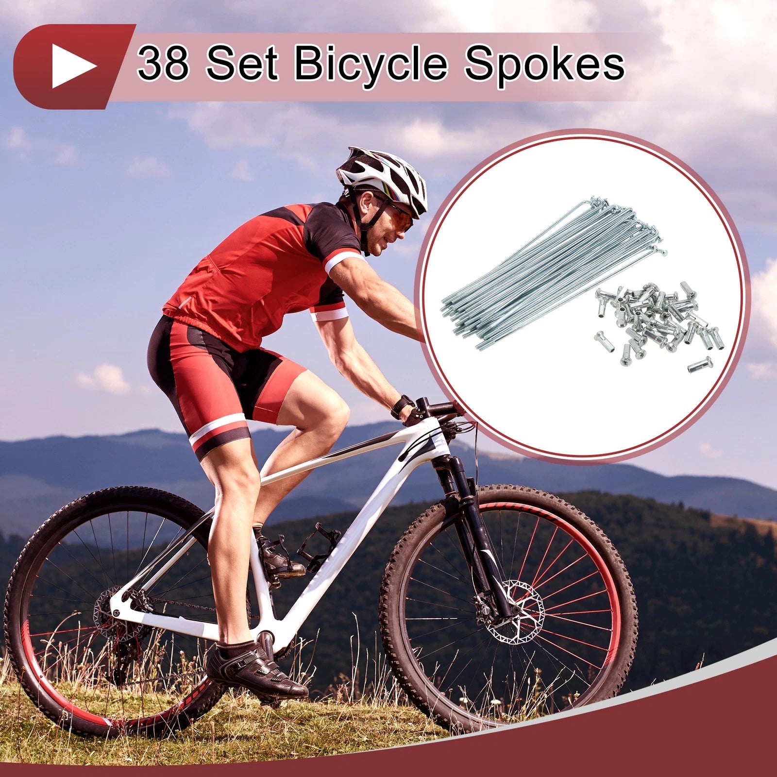 Bicycle Spokes 127mm Replacement Set for 13G Wheels (All Models) (38 Pack)