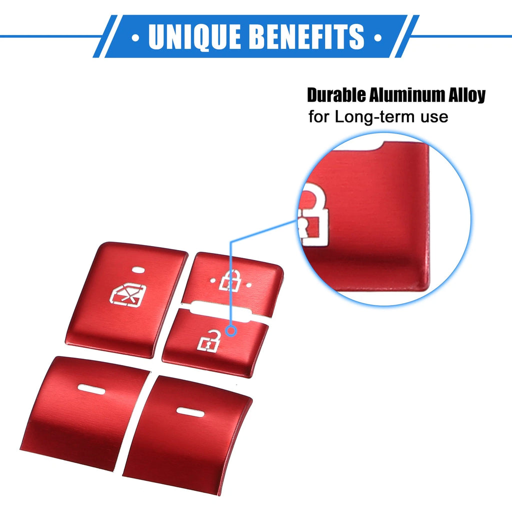 Car Window Switch Button Cover Trims Kit for Toyota Highlander (2020–2022) Red