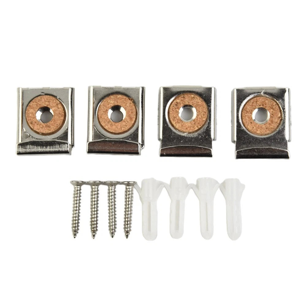 Set of 4 Frameless Mirror Mounting Clips Hanger Fixing Kit