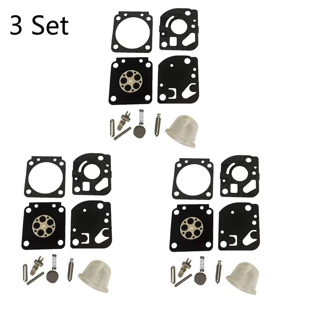 Set of 3 Trimmer Carburetor Repair Kits for Zama RB-115 C1U-W18 C1U-W18A C1U-W24