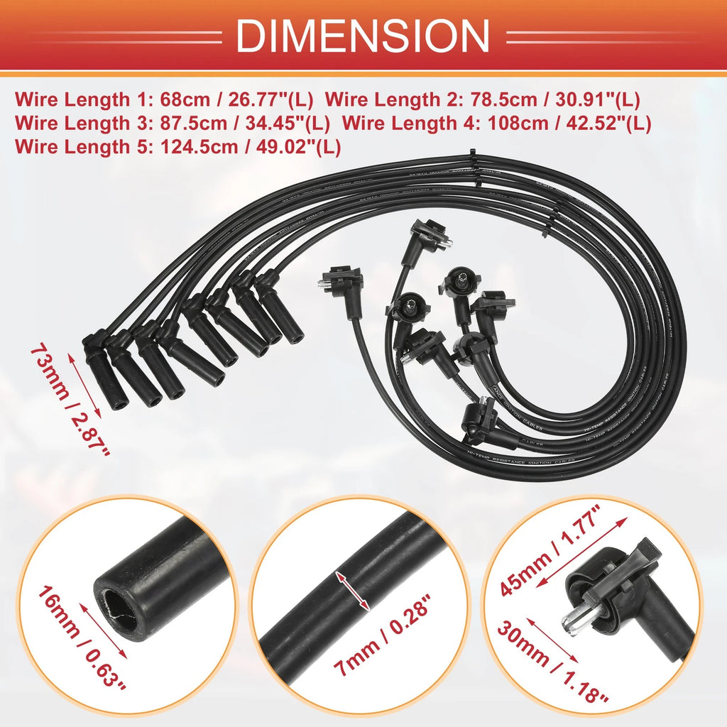 8 Pcs Spark Plug Wire Ignition Coil Cable for Ford Explorer, Mercury 5.0L