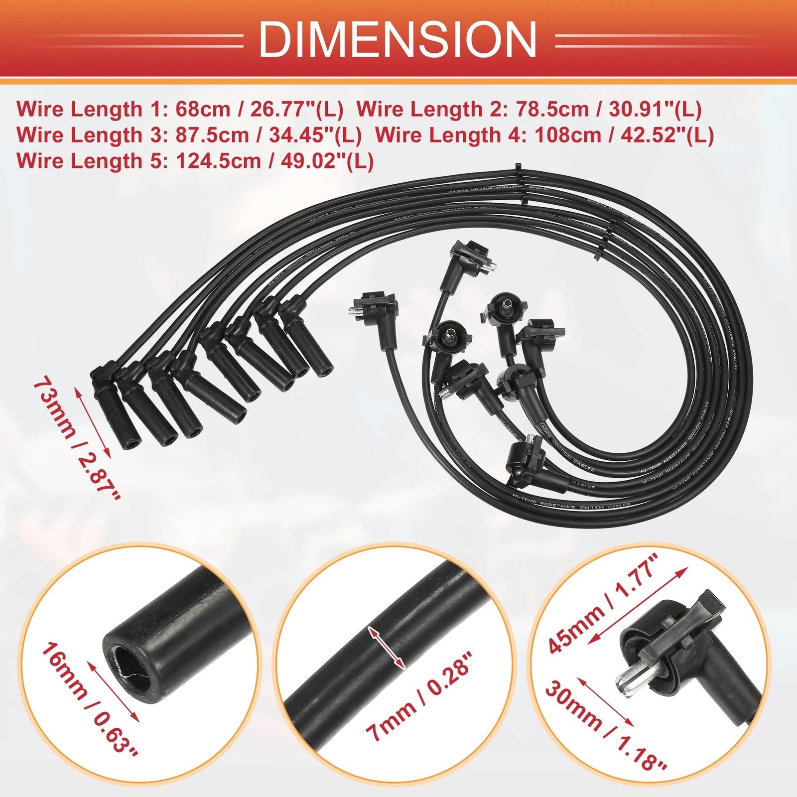 8 Pcs Spark Plug Wire Ignition Coil Cable for Ford Explorer, Mercury 5.0L