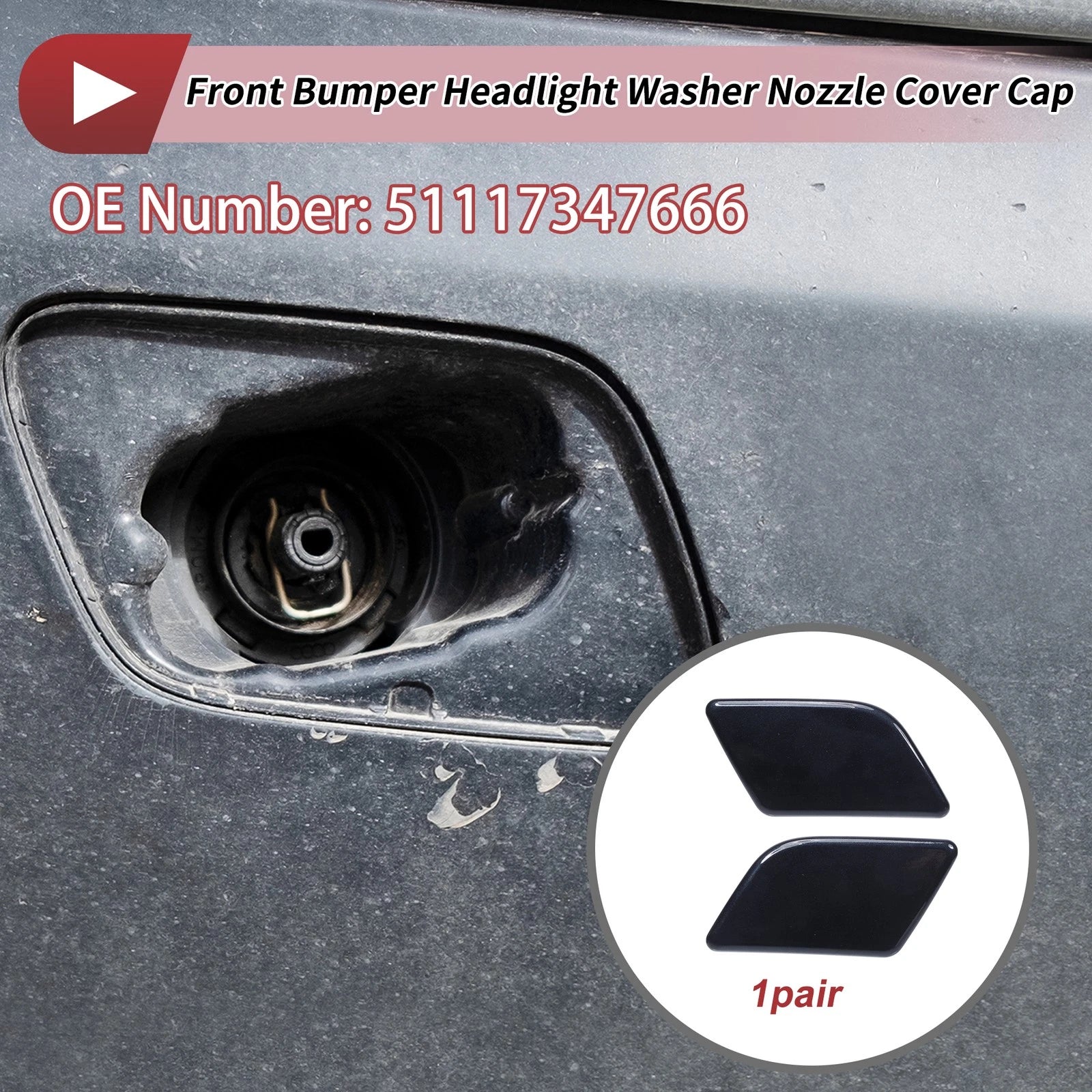 Washer Nozzle Cover Cap Front Left Right for BMW X1 (2013–2015)