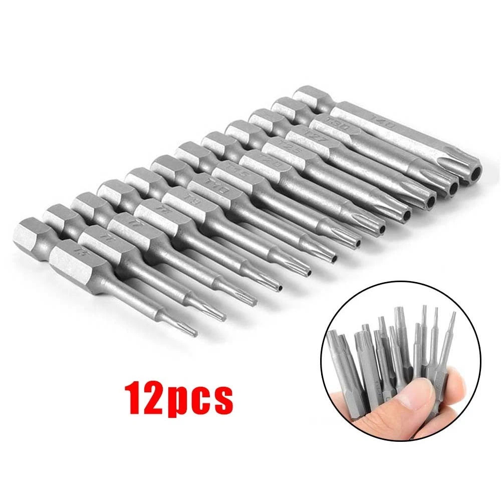 12pc Torx Bit Set for Quick Change Driver Drill Security Tamper Proof