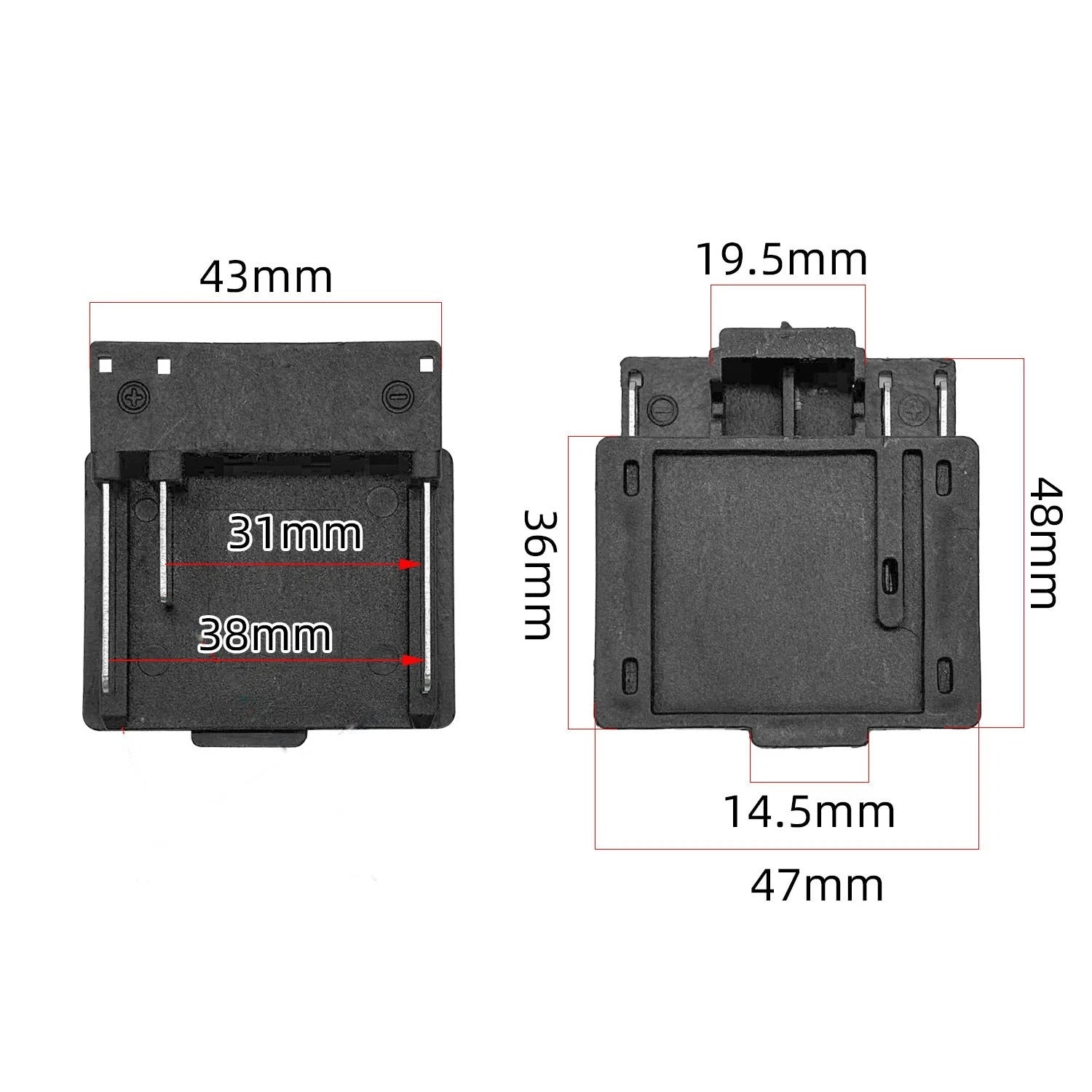2X 3Pin Terminal Block Battery Connector for MKT 18V Power Tool Systems