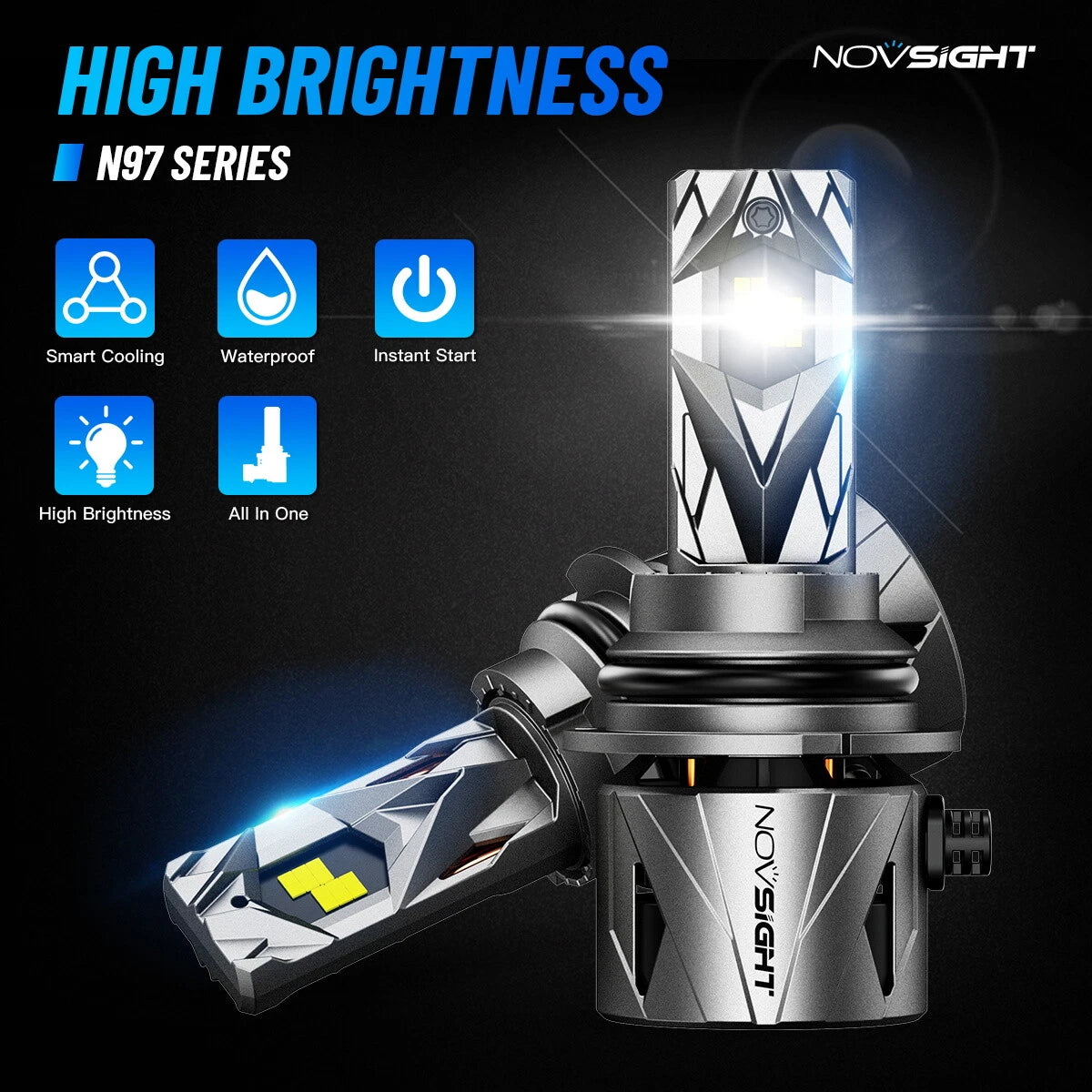 2X NOVSIGHT 9007 HB5 LED Headlight Bulbs Conversion Kit 6500K for