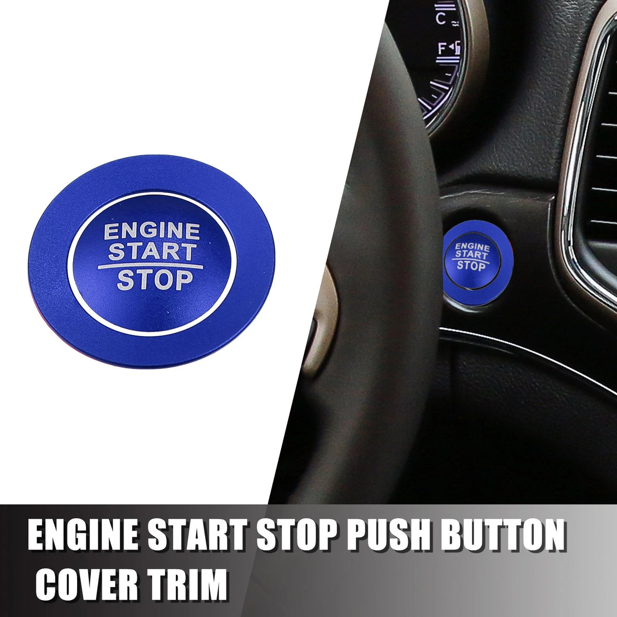 Engine Start Stop Button Cover Trim Kit for Jeep Cherokee for Dodge Blue (2014–2021)