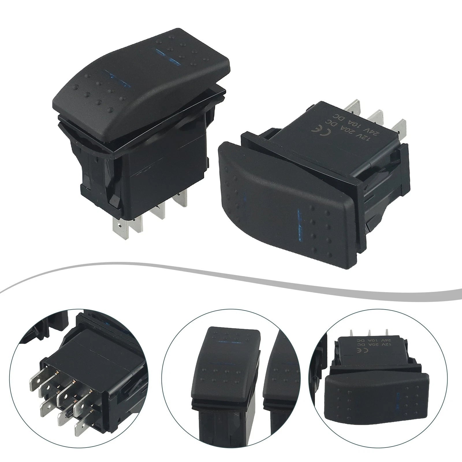 2X Momentary Switch for Boat DPDT ON OFF ON 12V 20A