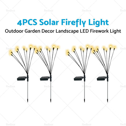 Set of 4 Solar Firefly LED Lights for Outdoor Garden Decor