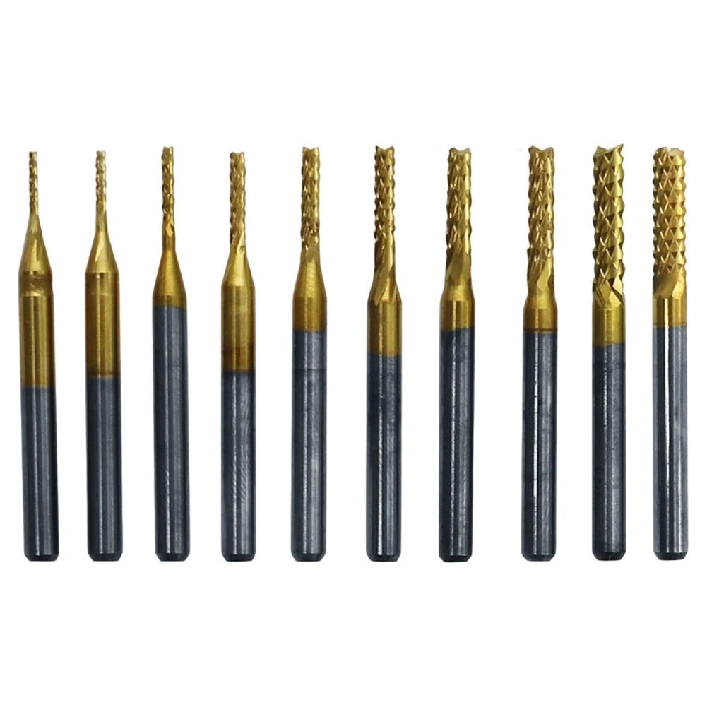 10-Piece PCB Milling Cutter Drill Bits Set for Circuit Board Drilling