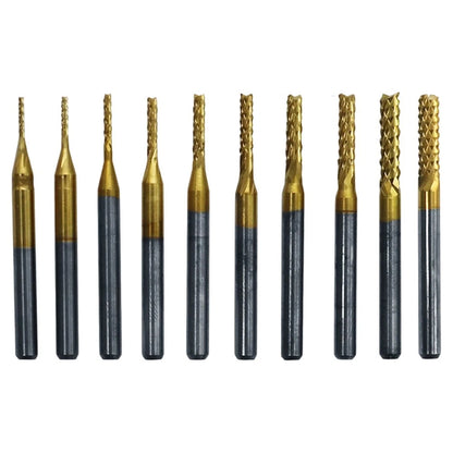 10-Piece PCB Milling Cutter Drill Bits Set for Circuit Board Drilling