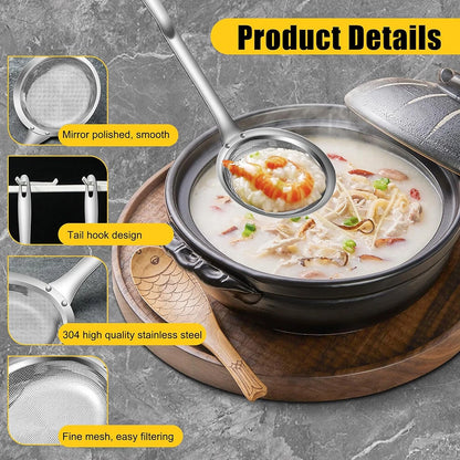 2X 304 Stainless Steel Extra Fine Mesh Strainer for Skimming Grease