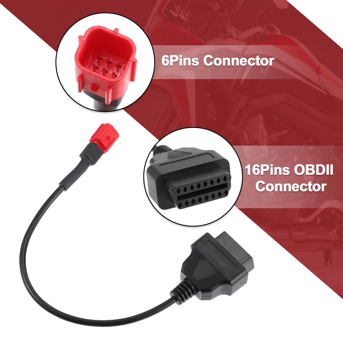 6 Pin to OBDII Cable Adapter for Yamaha Harley Davidson (Motorcycle)