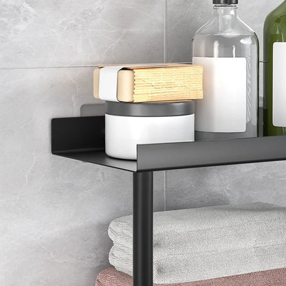 3 Tier Wall Mounted Bathroom Shelf for No Drill Shower Towel Rack