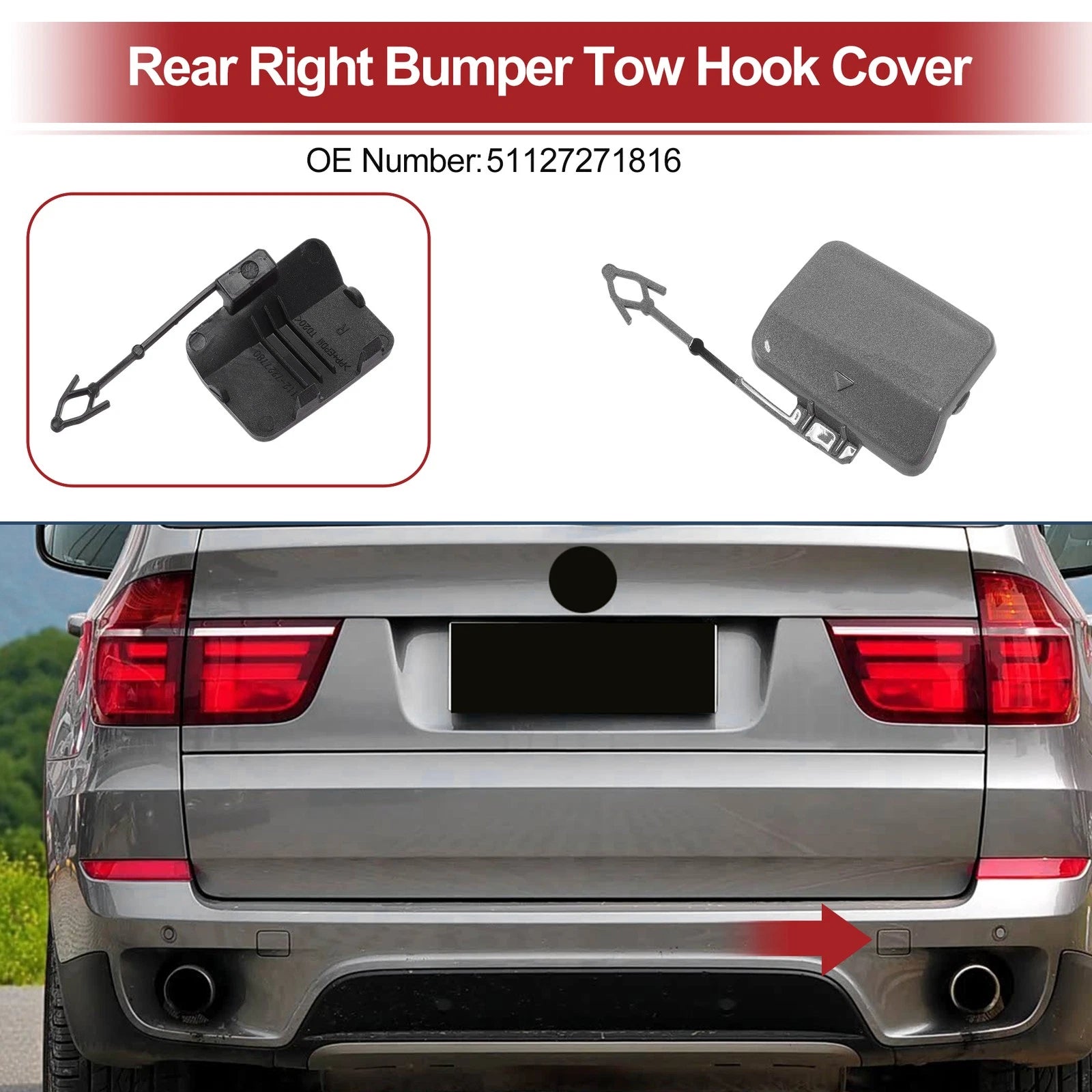 Tow Hook Cover Cap for BMW X5 E70 (2011–2013) Replacement