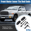 6 Piece Front Inner Outer Tie Rod End Links Replacement for Dodge Dakota (2005–2010)