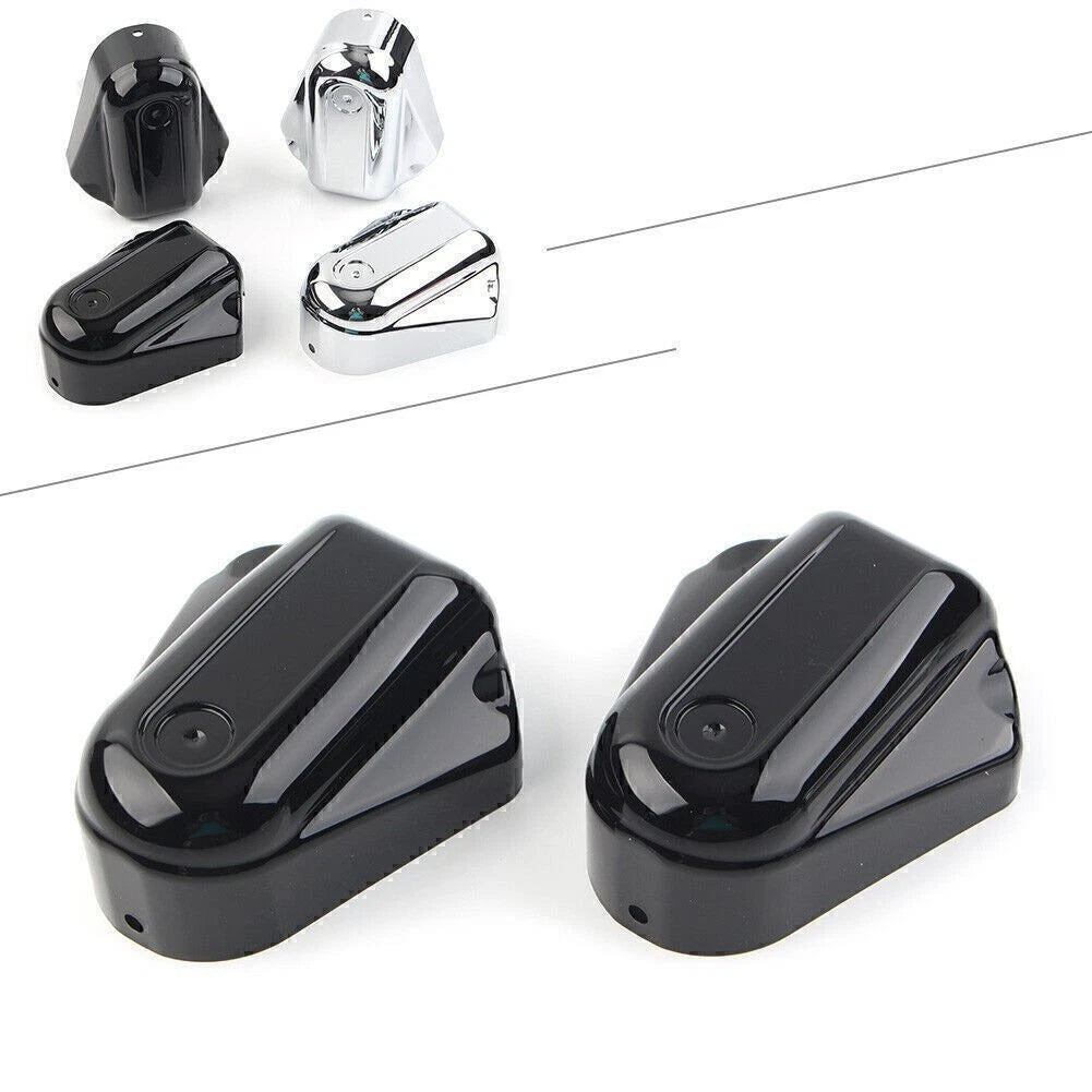 2X Rear Axle Cover Swingarm Caps for Harley Softail (2008–2017) Black/Chrome