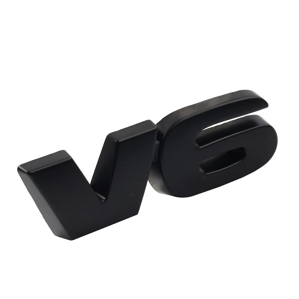 3D Black Metal V6 Logo Emblem for Universal Car Fender Trunk Engine