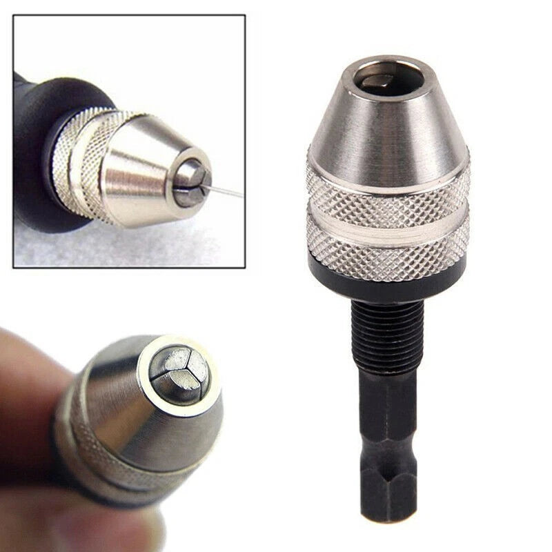 1/4 Inch Hex Shank Keyless Drill Bit Chuck Adapter Converter Quick Change Tool