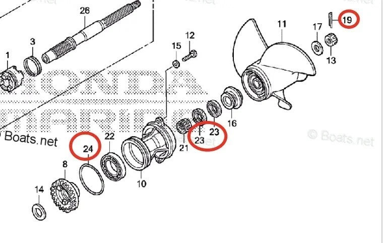Lower Unit Oil Seal & O-ring Set for Honda Outboard Engine (91252-ZW4-003, 91351-ZV7-003)