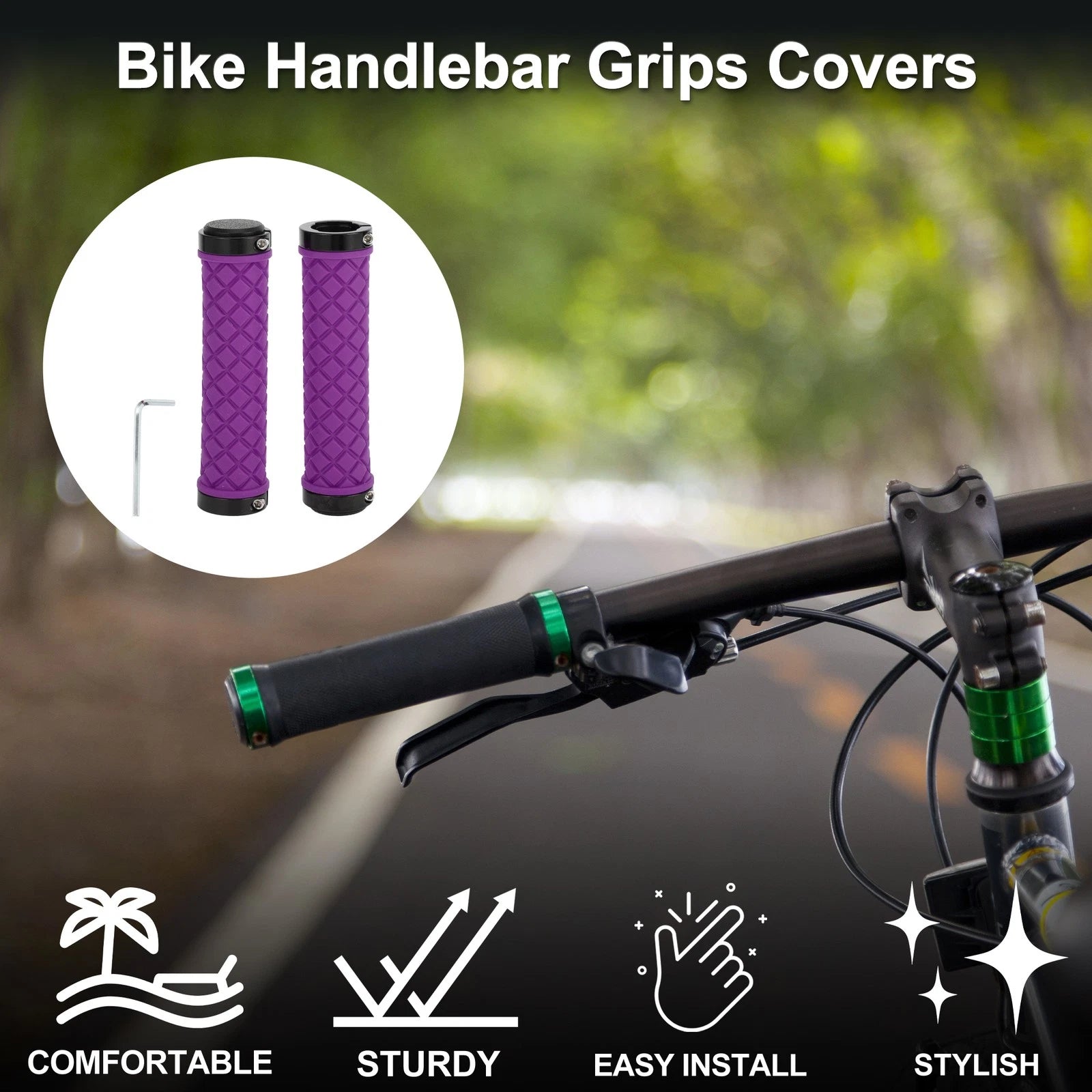 Bike Handlebar Grip Covers 128mm Lightweight MTB End Grips Protector Set for