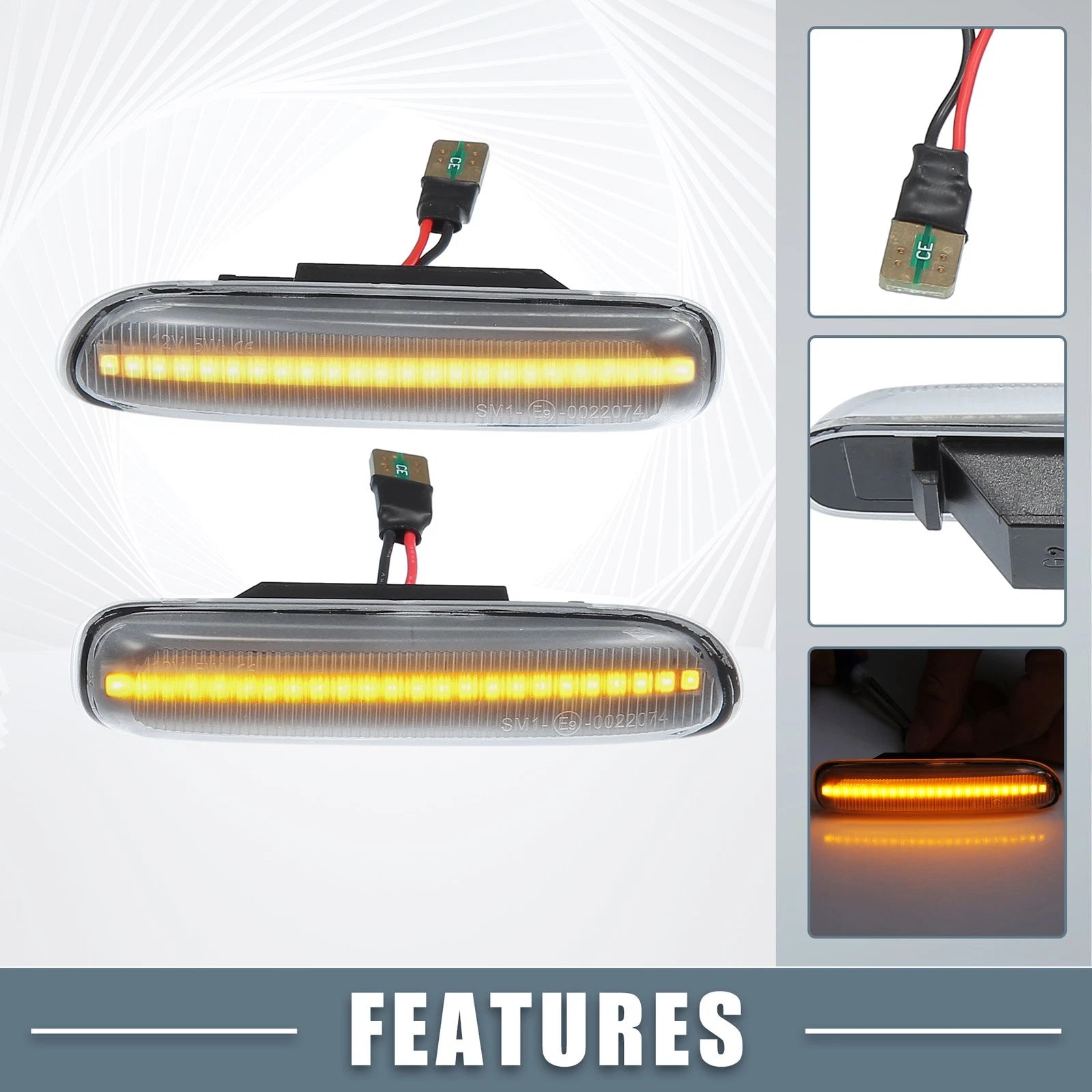 LED Side Marker Amber Light Clear Lens for BMW 325i 330i E46 (1999–2006)
