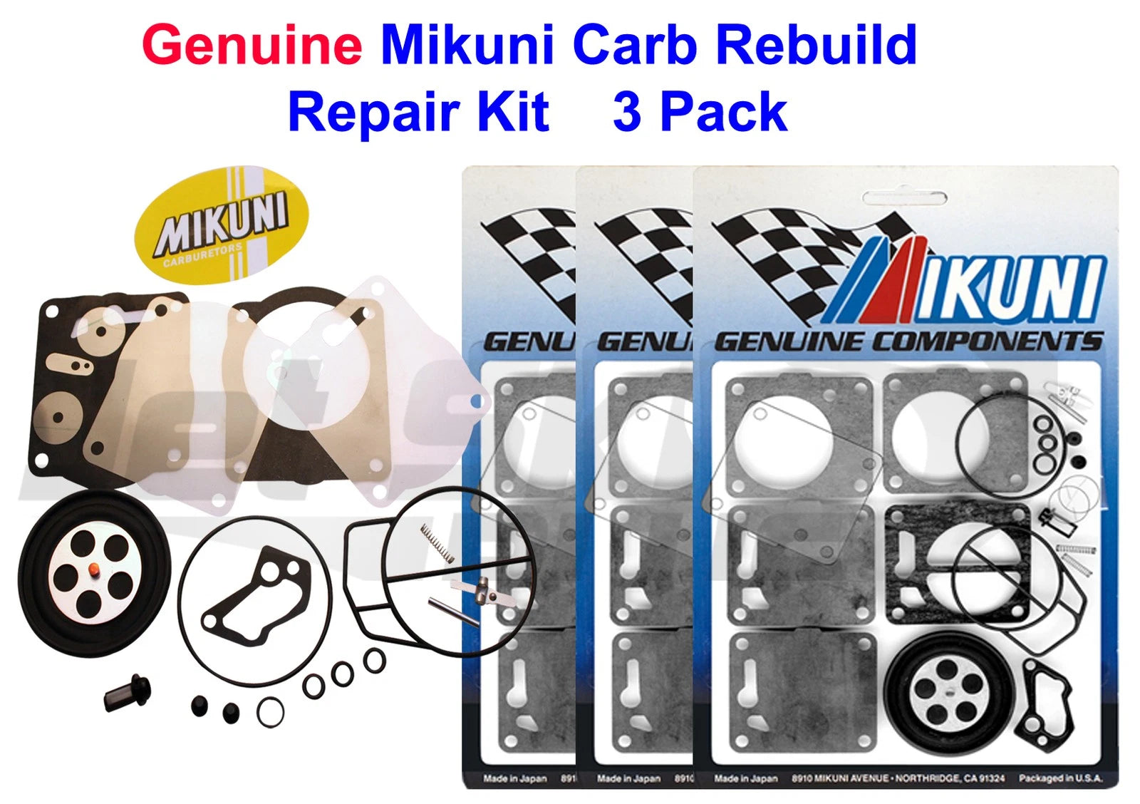 3 Pack Carburetor Rebuild Kit for Yamaha GP XL SUV 1200 (1998–2002)