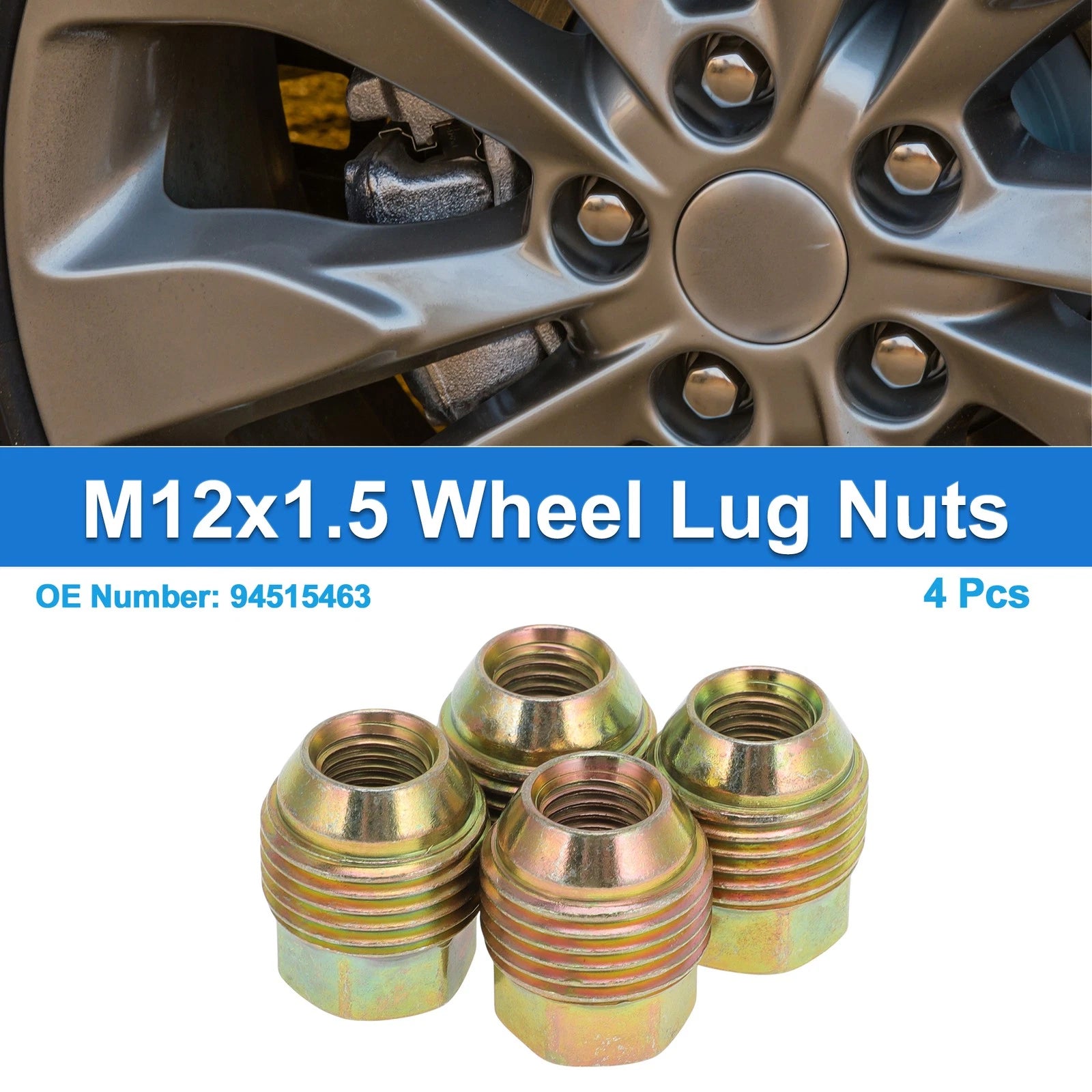Wheel Lug Nuts M12x1.5 4 Piece Replacement for Chevrolet Aveo (2005–2011)
