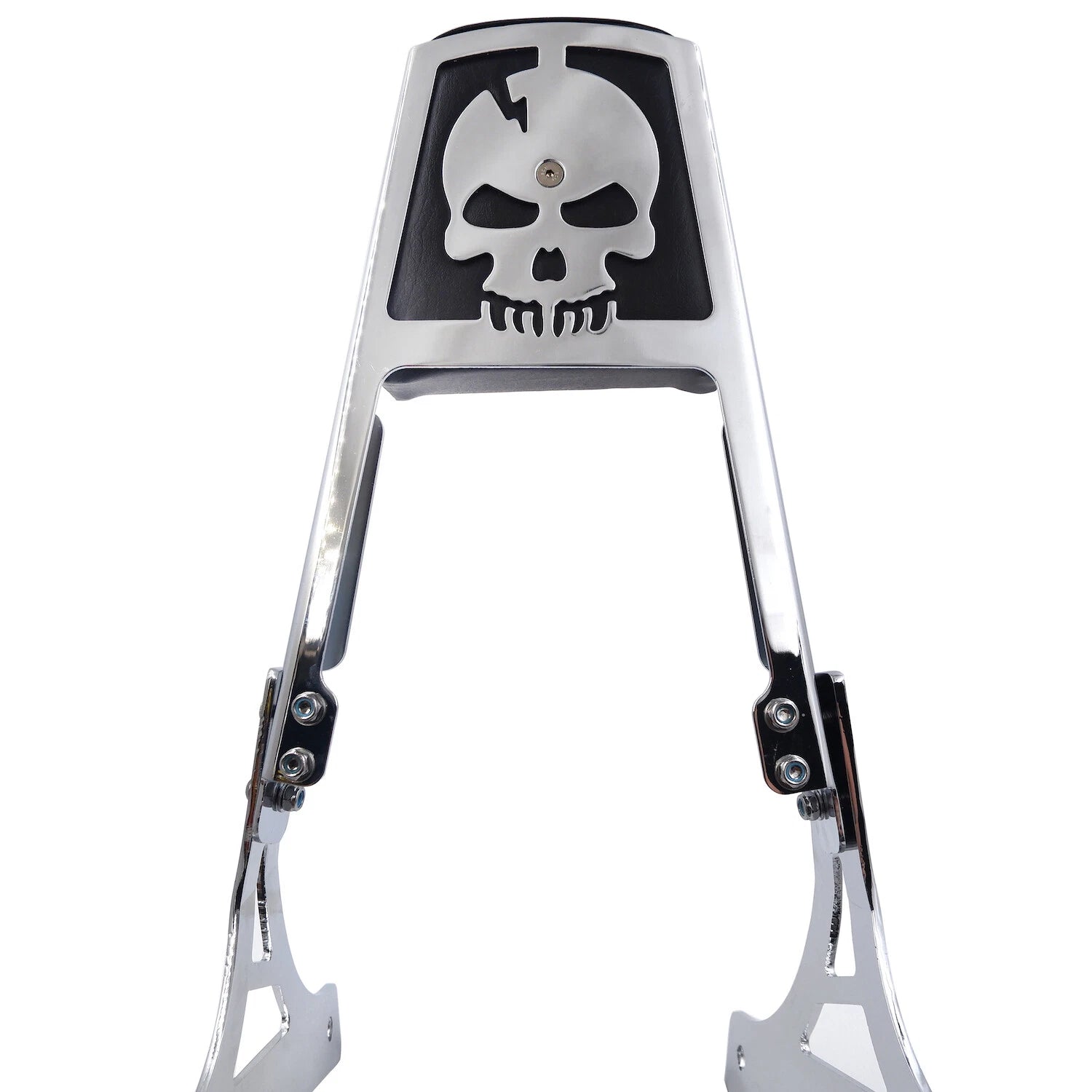 Chrome Skull Backrest Sissy Bar Leather Pad for Softail FLSTSC FXST FXSTB FXSTS (2000–2017)