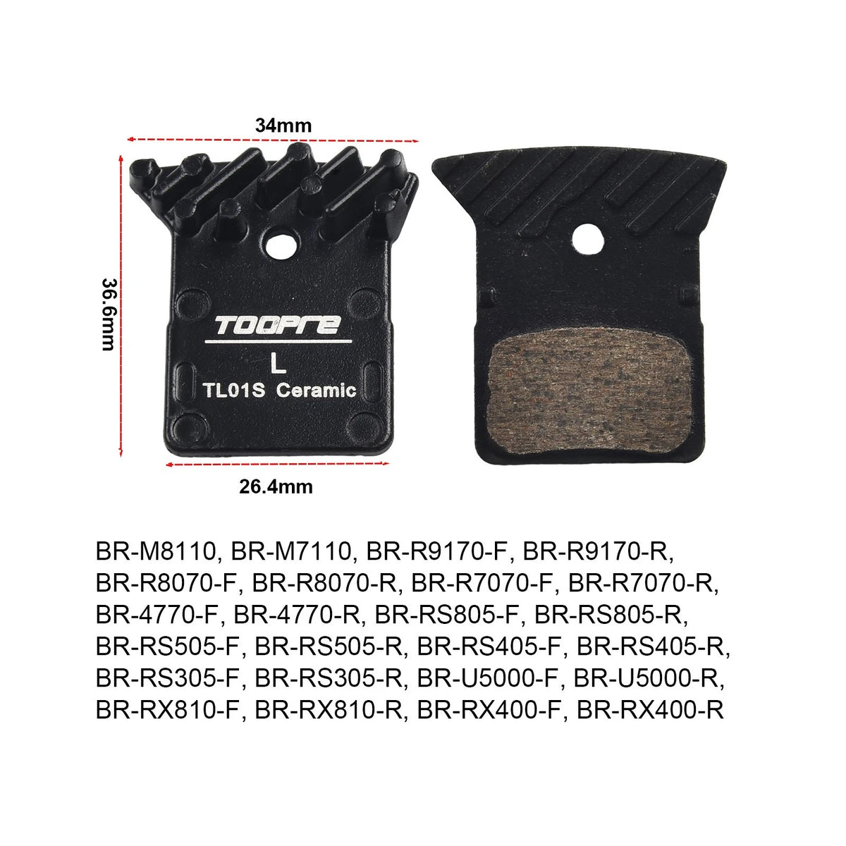 Bike Disc Brake Pads for Bicycle (36.6x26.4mm)