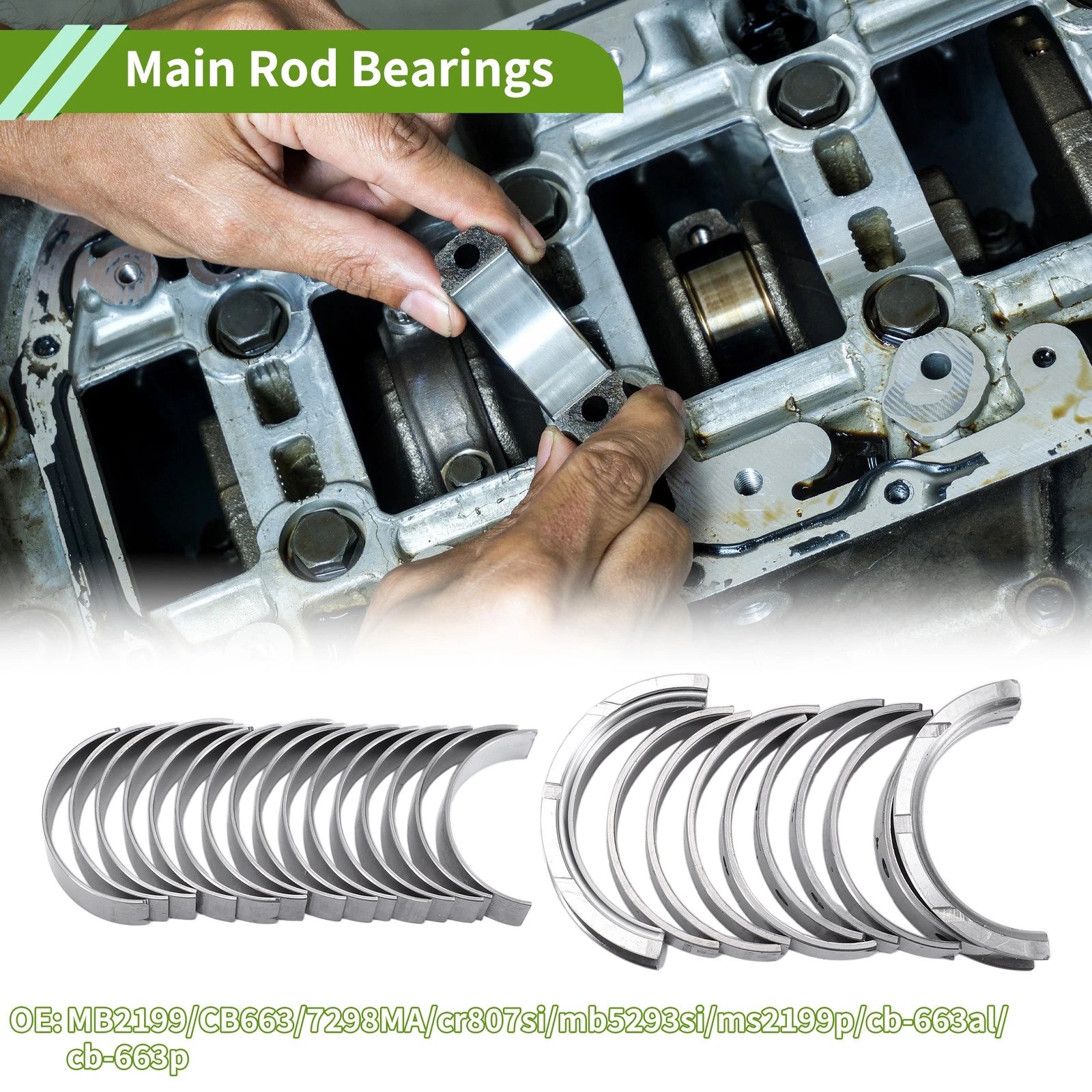 Crankshaft Main Rod Bearings Set Replacement for Chevrolet Gen III LS (1999–2013)