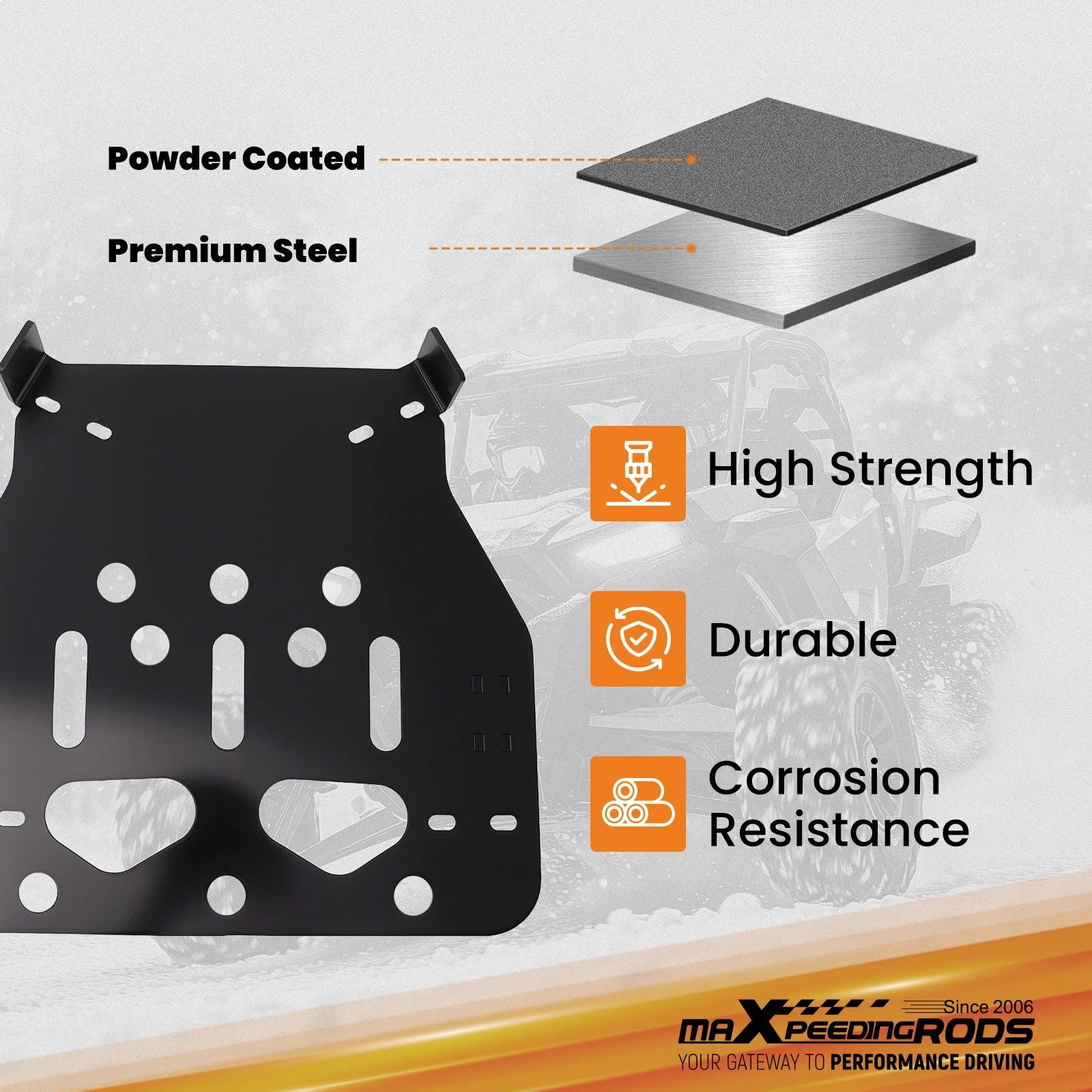 Black Steel Frame Mount for CF Moto CForce 500 (2013–2016) ATV Plow