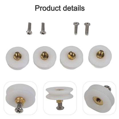 Set of 4 Rust Resistant Shower Door Rollers 22mm Grooved