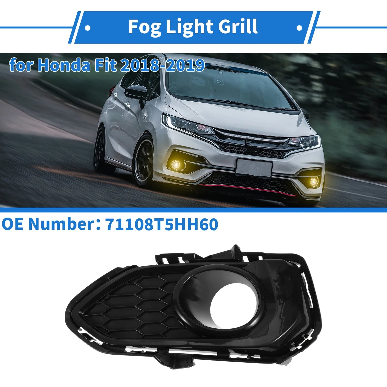 Front Left Fog Light Grill Replacement for Honda Fit (2018–2019)