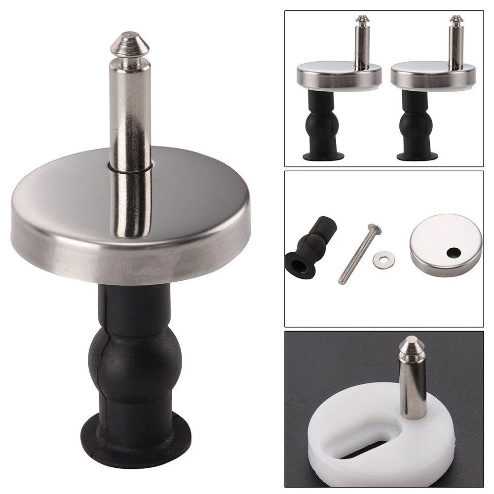 Set of 2 Toilet Hinges for Top Close Toilets - Silver & Black